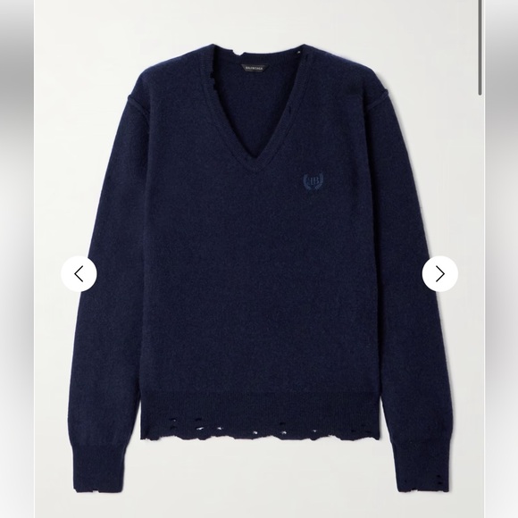 BALENCIAGA embroidered cashmere and wool-blend sweater